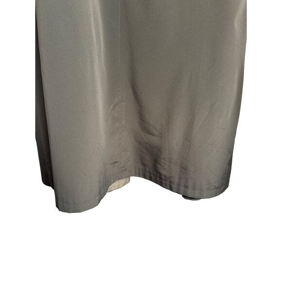 NWOT Gallery Size 12 Long Trench Coat Khaki Green Beige With Hood Rain Coat Line - Picture 8 of 16